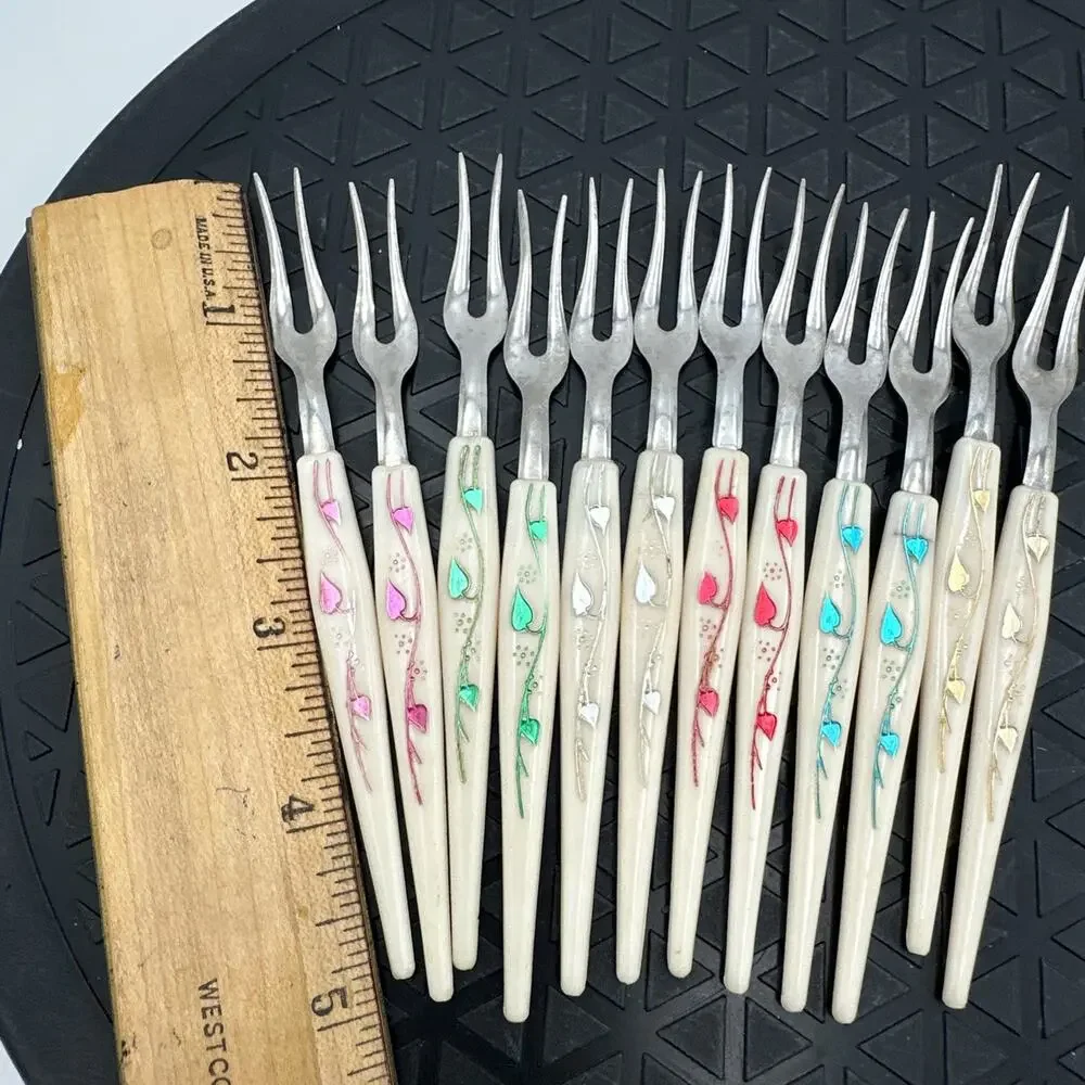 Mid Century Modern Stainless Hors d'oeuvre Forks 12 Pc.